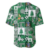 Norfolk Island Meri Krismas Baseball Jersey Pacific Patchwork Xmas Vibes - Polynesian Pride