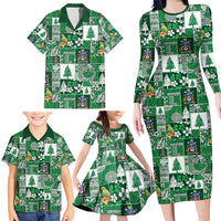 Norfolk Island Meri Krismas Family Matching Long Sleeve Bodycon Dress and Hawaiian Shirt Pacific Patchwork Xmas Vibes - Polynesian Pride