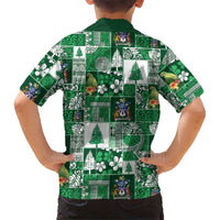 Norfolk Island Meri Krismas Family Matching Off The Shoulder Long Sleeve Dress and Hawaiian Shirt Pacific Patchwork Xmas Vibes - Polynesian Pride