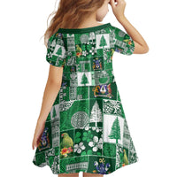 Norfolk Island Meri Krismas Family Matching Off The Shoulder Long Sleeve Dress and Hawaiian Shirt Pacific Patchwork Xmas Vibes - Polynesian Pride