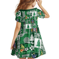 Norfolk Island Meri Krismas Family Matching Off The Shoulder Long Sleeve Dress and Hawaiian Shirt Pacific Patchwork Xmas Vibes - Polynesian Pride