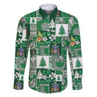 Norfolk Island Meri Krismas Family Matching Off Shoulder Short Dress and Hawaiian Shirt Pacific Patchwork Xmas Vibes - Polynesian Pride