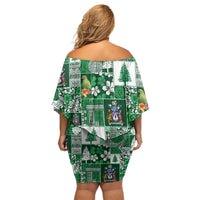 Norfolk Island Meri Krismas Family Matching Off Shoulder Short Dress and Hawaiian Shirt Pacific Patchwork Xmas Vibes - Polynesian Pride