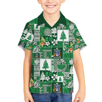 Norfolk Island Meri Krismas Family Matching Off Shoulder Short Dress and Hawaiian Shirt Pacific Patchwork Xmas Vibes - Polynesian Pride
