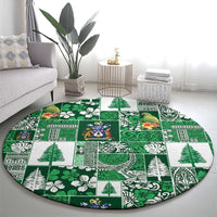 Norfolk Island Meri Krismas Round Carpet Pacific Patchwork Xmas Vibes - Polynesian Pride