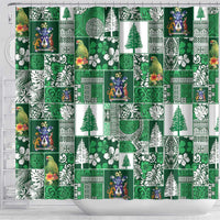 Norfolk Island Meri Krismas Shower Curtain Pacific Patchwork Xmas Vibes - Polynesian Pride