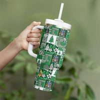 Norfolk Island Meri Krismas Tumbler With Handle Pacific Patchwork Xmas Vibes - Polynesian Pride