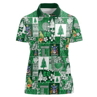 Norfolk Island Meri Krismas Women Polo Shirt Pacific Patchwork Xmas Vibes - Polynesian Pride