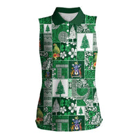 Norfolk Island Meri Krismas Women Sleeveless Polo Shirt Pacific Patchwork Xmas Vibes - Polynesian Pride