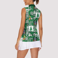 Norfolk Island Meri Krismas Women Sleeveless Polo Shirt Pacific Patchwork Xmas Vibes - Polynesian Pride