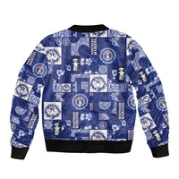 Northern Mariana Islands Magof Nochebuena Bomber Jacket Pacific Patchwork Xmas Vibes - Polynesian Pride