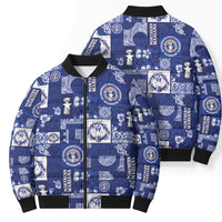 Northern Mariana Islands Magof Nochebuena Bomber Puffer Jacket Pacific Patchwork Xmas Vibes - Polynesian Pride
