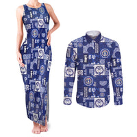 Northern Mariana Islands Magof Nochebuena Couples Matching Tank Maxi Dress and Long Sleeve Button Shirt Pacific Patchwork Xmas Vibes - Polynesian Pride
