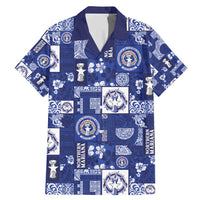 Northern Mariana Islands Magof Nochebuena Family Matching Mermaid Dress and Hawaiian Shirt Pacific Patchwork Xmas Vibes LT9 Dad's Shirt - Short Sleeve Blue - Polynesian Pride