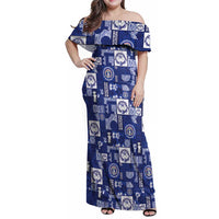 Northern Mariana Islands Magof Nochebuena Family Matching Off Shoulder Maxi Dress and Hawaiian Shirt Pacific Patchwork Xmas Vibes - Polynesian Pride