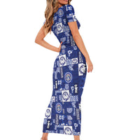 Northern Mariana Islands Magof Nochebuena Family Matching Short Sleeve Bodycon Dress and Hawaiian Shirt Pacific Patchwork Xmas Vibes LT9 - Polynesian Pride