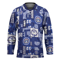 Northern Mariana Islands Magof Nochebuena Hockey Jersey Pacific Patchwork Xmas Vibes LT9 Unisex Blue - Polynesian Pride