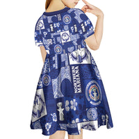 Northern Mariana Islands Magof Nochebuena Kid Short Sleeve Dress Pacific Patchwork Xmas Vibes - Polynesian Pride