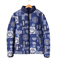 Northern Mariana Islands Magof Nochebuena Padded Jacket Pacific Patchwork Xmas Vibes - Polynesian Pride