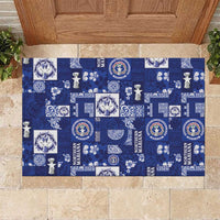 Northern Mariana Islands Magof Nochebuena Rubber Doormat Pacific Patchwork Xmas Vibes - Polynesian Pride