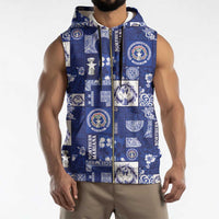 Northern Mariana Islands Magof Nochebuena Sleeveless Zip Hoodie Pacific Patchwork Xmas Vibes - Polynesian Pride