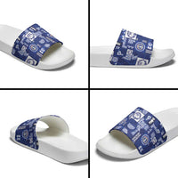 Northern Mariana Islands Magof Nochebuena Slide Sandals Pacific Patchwork Xmas Vibes - Polynesian Pride