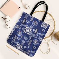 Northern Mariana Islands Magof Nochebuena Tote Bag Pacific Patchwork Xmas Vibes LT9 Black Strap One Size Blue - Polynesian Pride