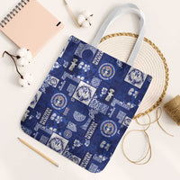 Northern Mariana Islands Magof Nochebuena Tote Bag Pacific Patchwork Xmas Vibes LT9 White Strap One Size Blue - Polynesian Pride