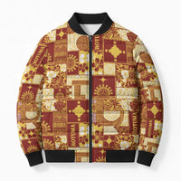Rotuma Faiakse'ea 'e Kirisimasi Bomber Puffer Jacket Pacific Patchwork Xmas Vibes - Polynesian Pride