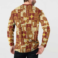 Rotuma Faiakse'ea 'e Kirisimasi Button Sweatshirt Pacific Patchwork Xmas Vibes - Polynesian Pride