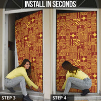 Rotuma Faiakse'ea 'e Kirisimasi Door Cover Pacific Patchwork Xmas Vibes - Polynesian Pride