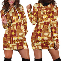 Rotuma Faiakse'ea 'e Kirisimasi Hoodie Dress Pacific Patchwork Xmas Vibes - Polynesian Pride