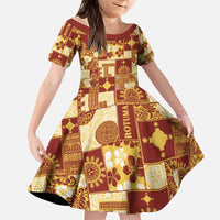 Rotuma Faiakse'ea 'e Kirisimasi Kid Short Sleeve Dress Pacific Patchwork Xmas Vibes LT9 KID Red - Polynesian Pride