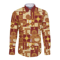 Rotuma Faiakse'ea 'e Kirisimasi Long Sleeve Button Shirt Pacific Patchwork Xmas Vibes - Polynesian Pride