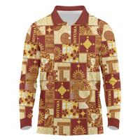 Rotuma Faiakse'ea 'e Kirisimasi Long Sleeve Polo Shirt Pacific Patchwork Xmas Vibes - Polynesian Pride