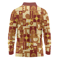 Rotuma Faiakse'ea 'e Kirisimasi Long Sleeve Polo Shirt Pacific Patchwork Xmas Vibes - Polynesian Pride