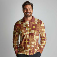 Rotuma Faiakse'ea 'e Kirisimasi Long Sleeve Polo Shirt Pacific Patchwork Xmas Vibes - Polynesian Pride