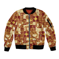 Rotuma Faiakse'ea 'e Kirisimasi Sleeve Zip Bomber Jacket Pacific Patchwork Xmas Vibes - Polynesian Pride