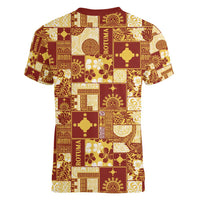Rotuma Faiakse'ea 'e Kirisimasi Women V-Neck T-Shirt Pacific Patchwork Xmas Vibes LT9 - Polynesian Pride