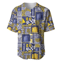 Tokelau Manuia te Kilihimahi Baseball Jersey Pacific Patchwork Xmas Vibes LT9 Blue - Polynesian Pride