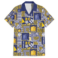 Tokelau Manuia te Kilihimahi Family Matching Off Shoulder Maxi Dress and Hawaiian Shirt Pacific Patchwork Xmas Vibes LT9 Dad's Shirt - Short Sleeve Blue - Polynesian Pride