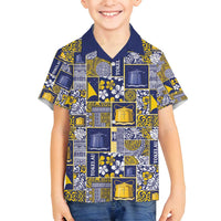 Tokelau Manuia te Kilihimahi Family Matching Off Shoulder Maxi Dress and Hawaiian Shirt Pacific Patchwork Xmas Vibes LT9 Son's Shirt Blue - Polynesian Pride