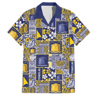 Tokelau Manuia te Kilihimahi Family Matching Short Sleeve Bodycon Dress and Hawaiian Shirt Pacific Patchwork Xmas Vibes LT9 Dad's Shirt - Short Sleeve Blue - Polynesian Pride