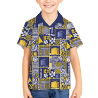 Tokelau Manuia te Kilihimahi Family Matching Tank Maxi Dress and Hawaiian Shirt Pacific Patchwork Xmas Vibes LT9 Son's Shirt Blue - Polynesian Pride