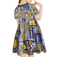 Tokelau Manuia te Kilihimahi Kid Short Sleeve Dress Pacific Patchwork Xmas Vibes - Polynesian Pride
