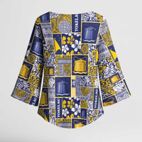 Tokelau Manuia te Kilihimahi Kimono Sleeve Blouse Pacific Patchwork Xmas Vibes - Polynesian Pride