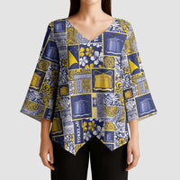 Tokelau Manuia te Kilihimahi Kimono Sleeve Blouse Pacific Patchwork Xmas Vibes - Polynesian Pride