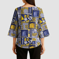 Tokelau Manuia te Kilihimahi Kimono Sleeve Blouse Pacific Patchwork Xmas Vibes - Polynesian Pride