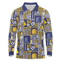 Tokelau Manuia te Kilihimahi Long Sleeve Polo Shirt Pacific Patchwork Xmas Vibes - Polynesian Pride