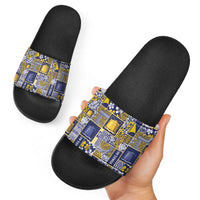 Tokelau Manuia te Kilihimahi Slide Sandals Pacific Patchwork Xmas Vibes - Polynesian Pride